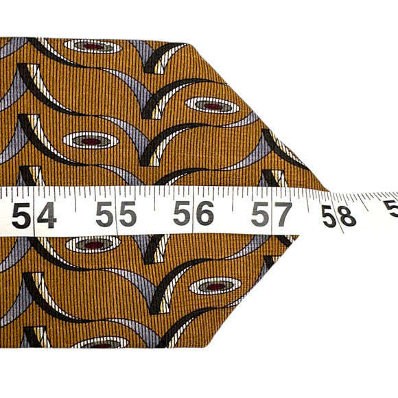 Jos A Bank 100% Silk Dress Tie Made in USA Gold Abstract Pattern‎ 58" 4" - Picture 9 of 10